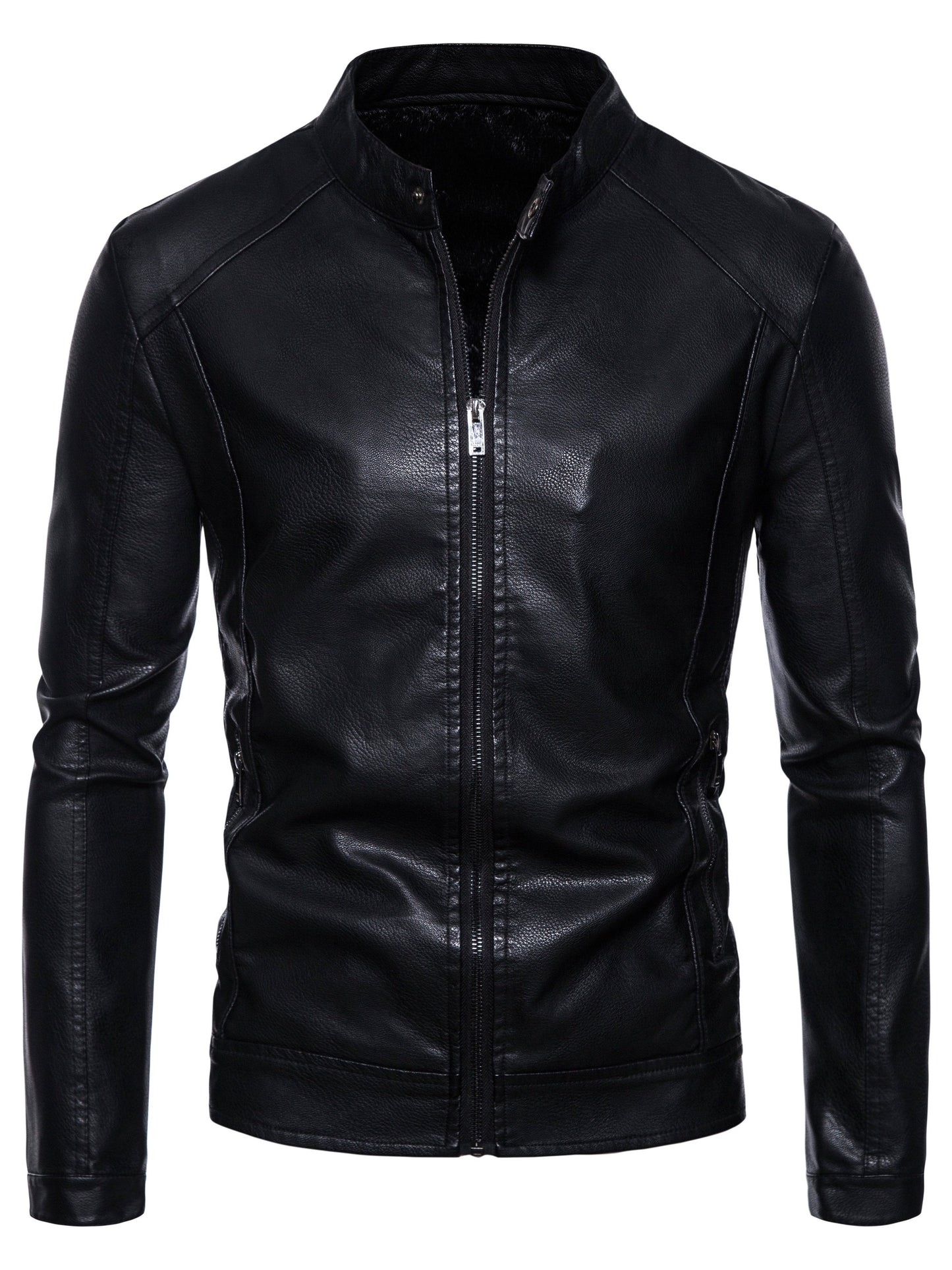 Cas | Stylish faux leather men's jacket with fleece lining