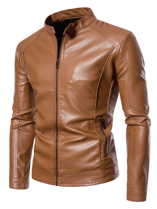 Cas | Stylish faux leather men's jacket with fleece lining