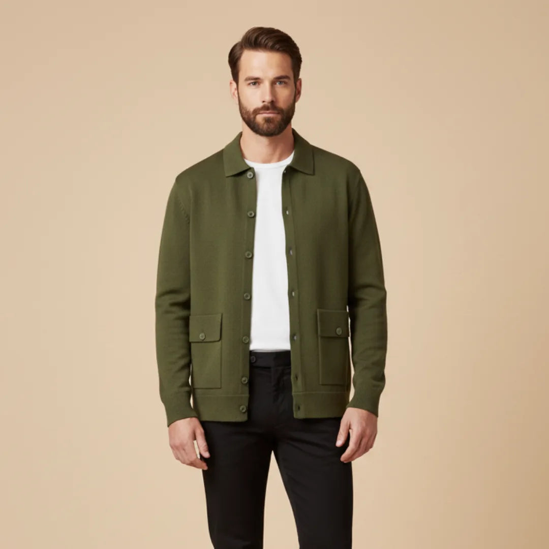 Cashmere coat with stand-up collar and flap pockets