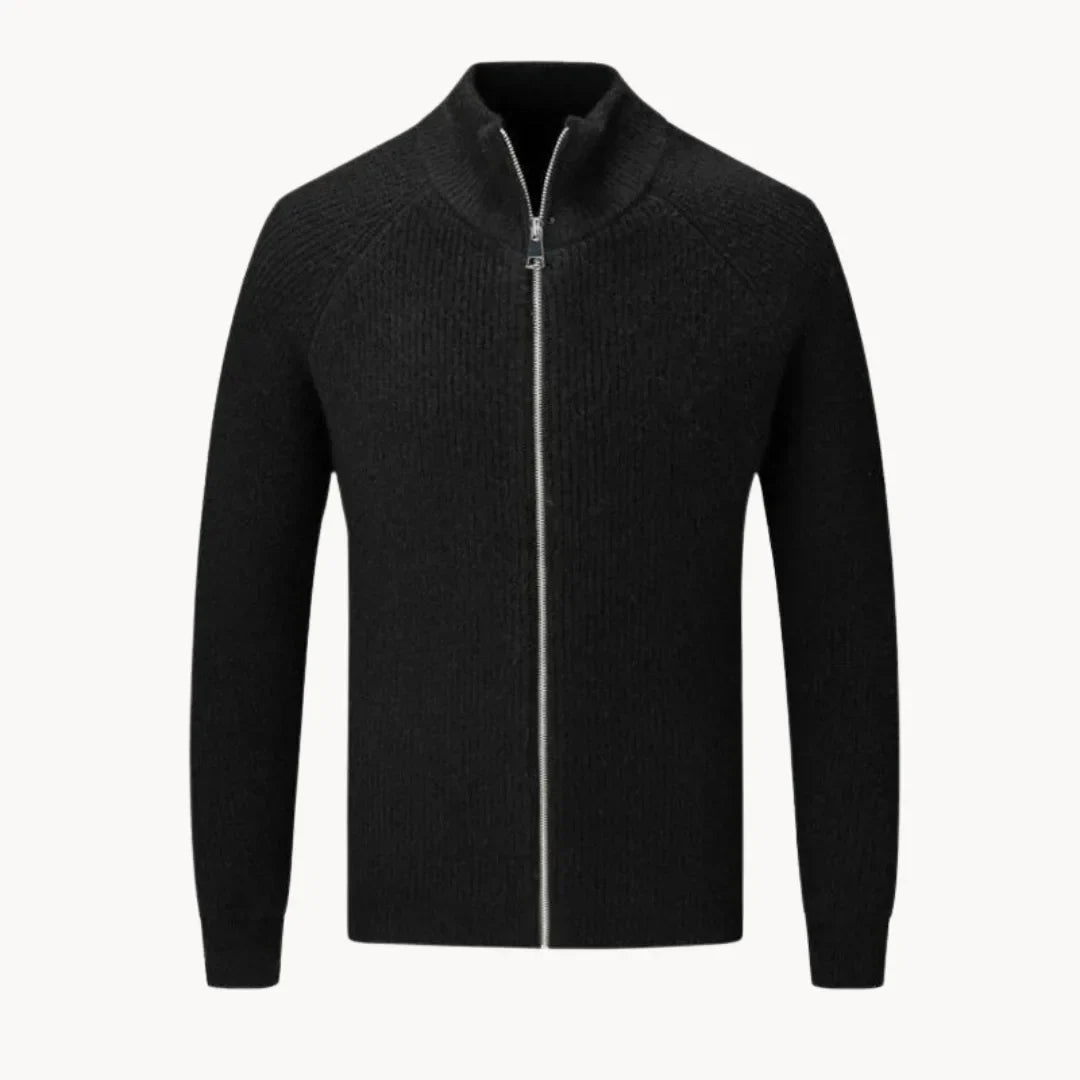 Hugo | Cashmere Jumper with Full Zip and Stand-Up Collar