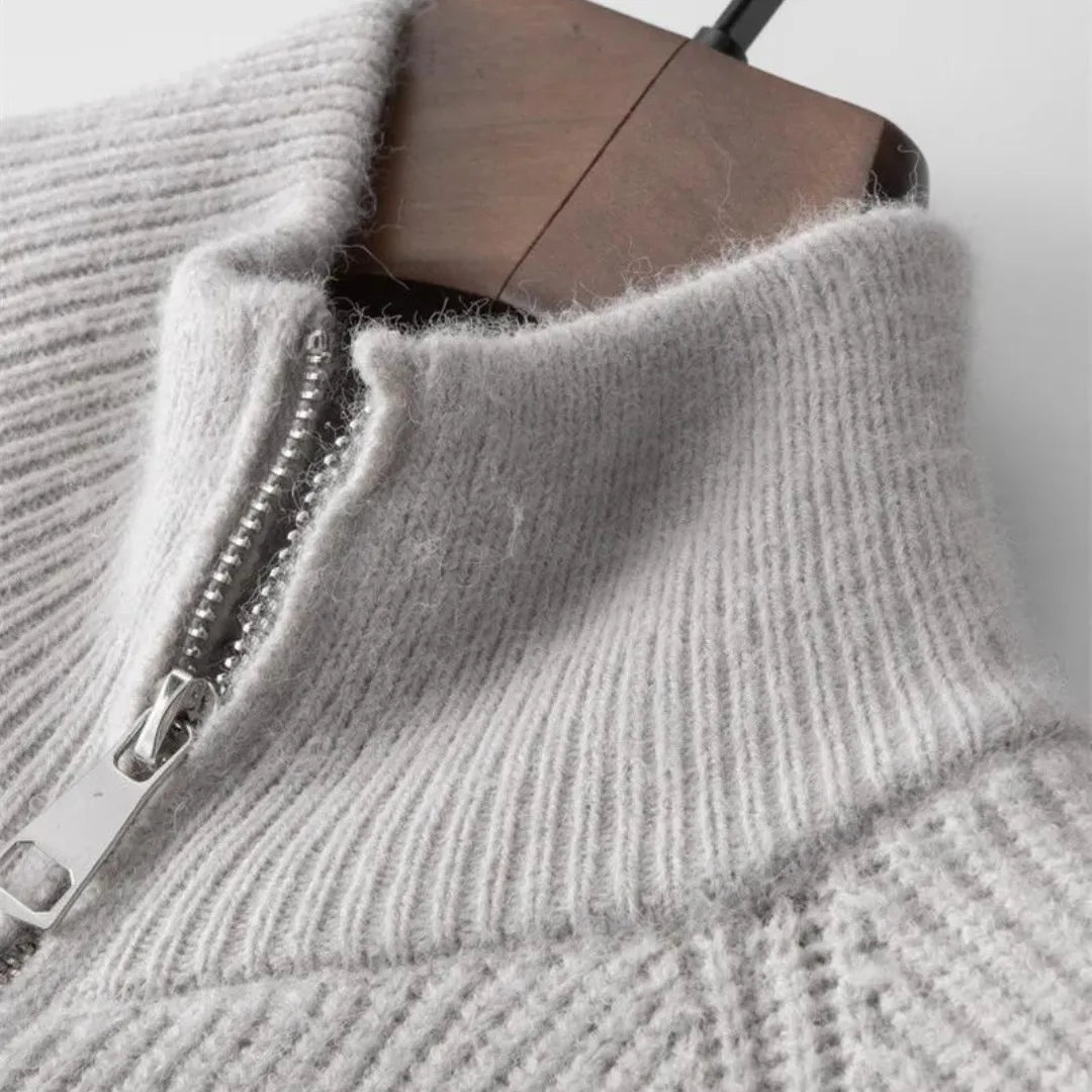 Hugo | Cashmere Jumper with Full Zip and Stand-Up Collar