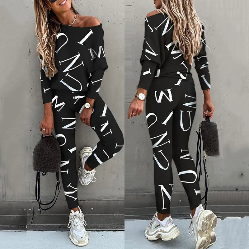 Casual 2-Piece Women's Suit with Print