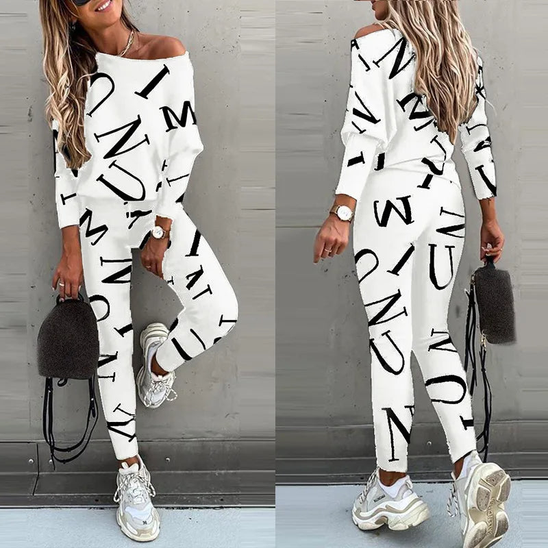 Casual 2-Piece Women's Suit with Print