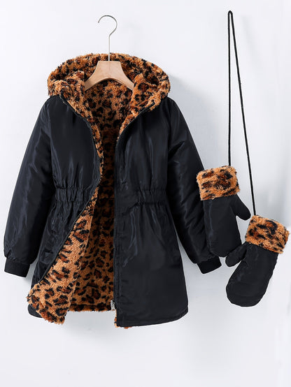 Casual Girls' Coat with Long Lining and Gloves - Johanna