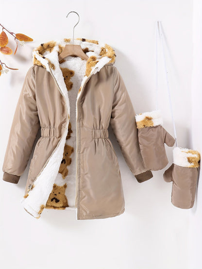 Casual Girls' Coat with Long Lining and Gloves - Johanna