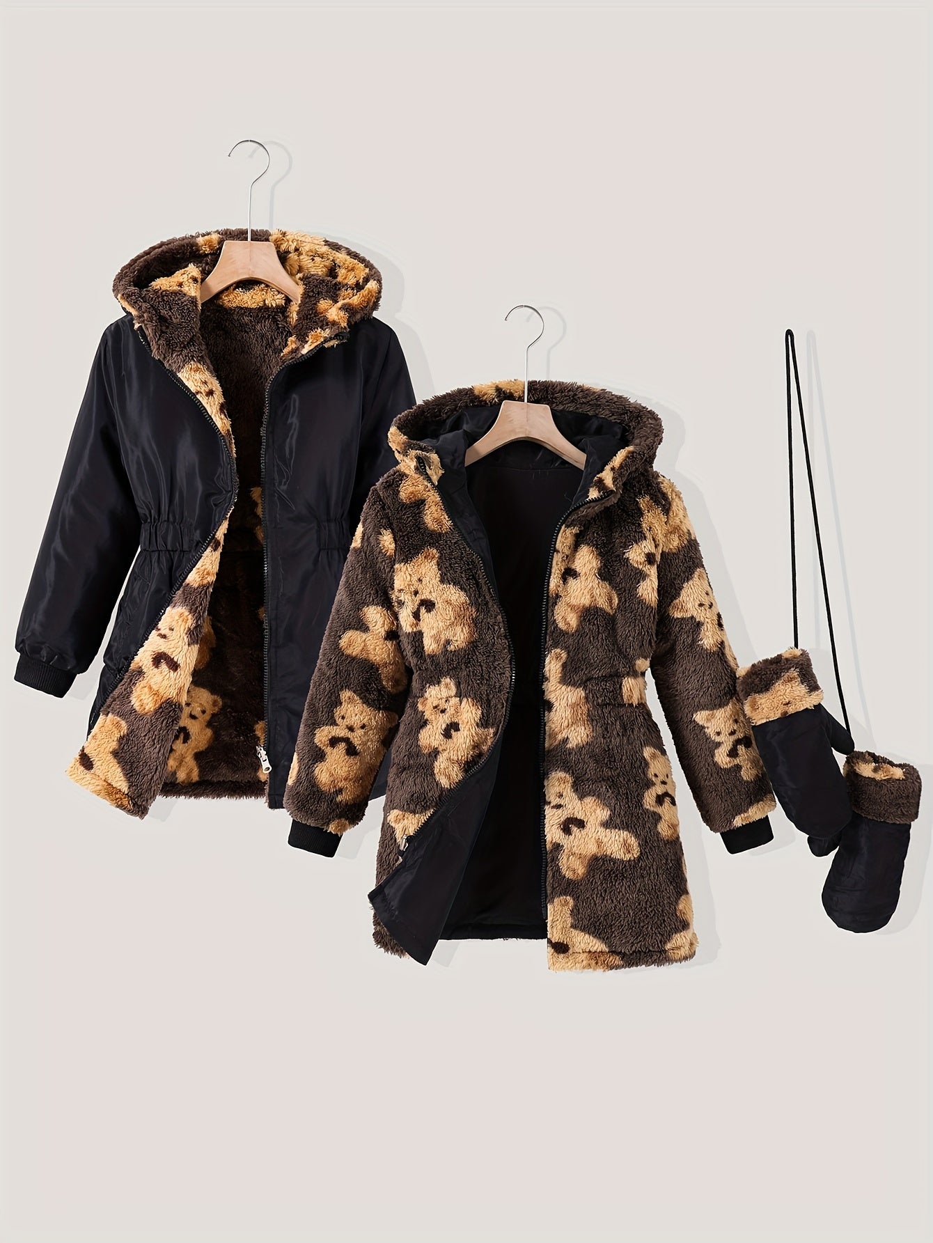 Casual Girls' Coat with Long Lining and Gloves - Johanna
