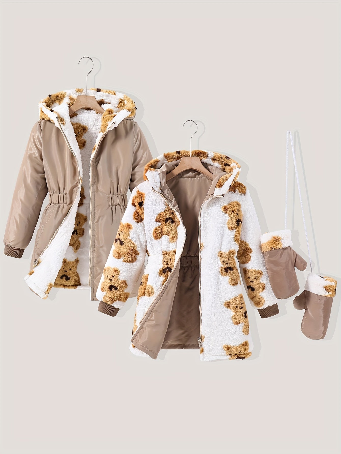 Casual Girls' Coat with Long Lining and Gloves - Johanna