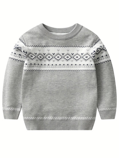 Casual Knitted Sweater with Color Blocks for Boys - Murphy
