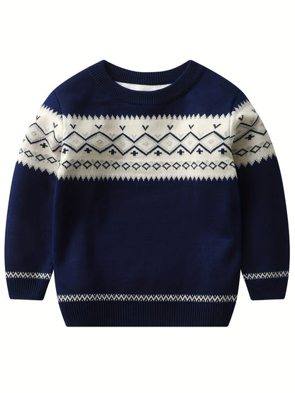 Casual Knitted Sweater with Color Blocks for Boys - Murphy