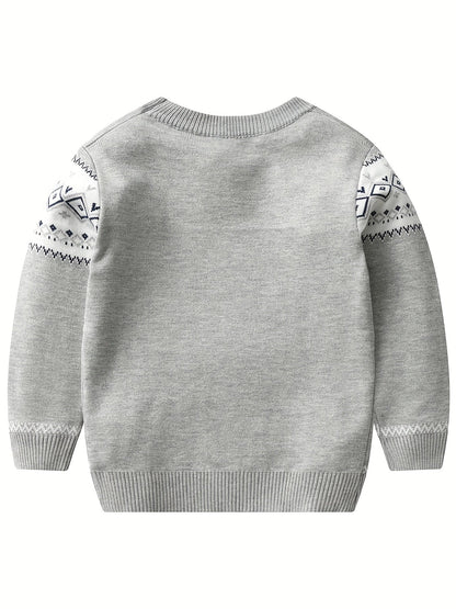 Casual Knitted Sweater with Color Blocks for Boys - Murphy