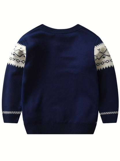 Casual Knitted Sweater with Color Blocks for Boys - Murphy