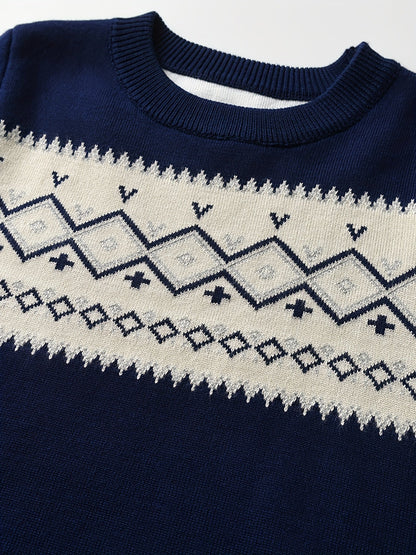 Casual Knitted Sweater with Color Blocks for Boys - Murphy