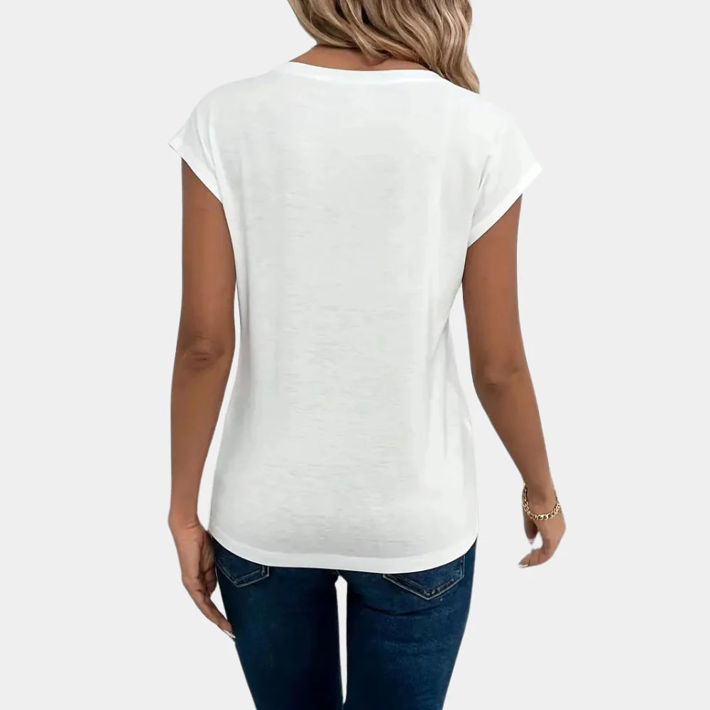 Casual Ladies Top with V-Neck
