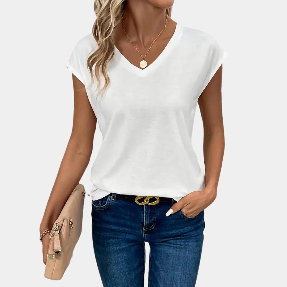 Casual Ladies Top with V-Neck