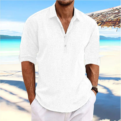 Casual Linen Shirt with Long Sleeves for Men
