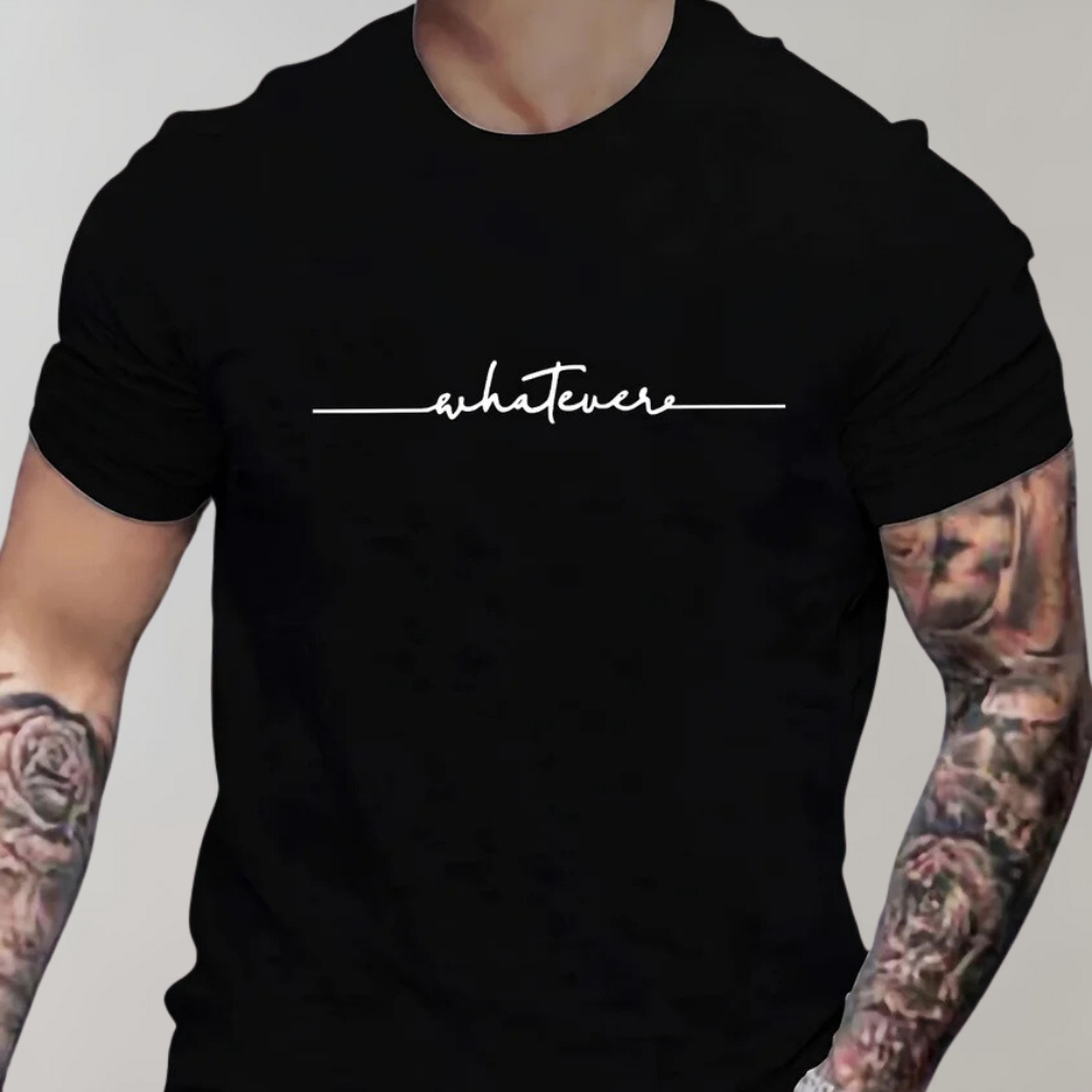 Casual Men's T-shirt with Round Neck and Minimalist Print