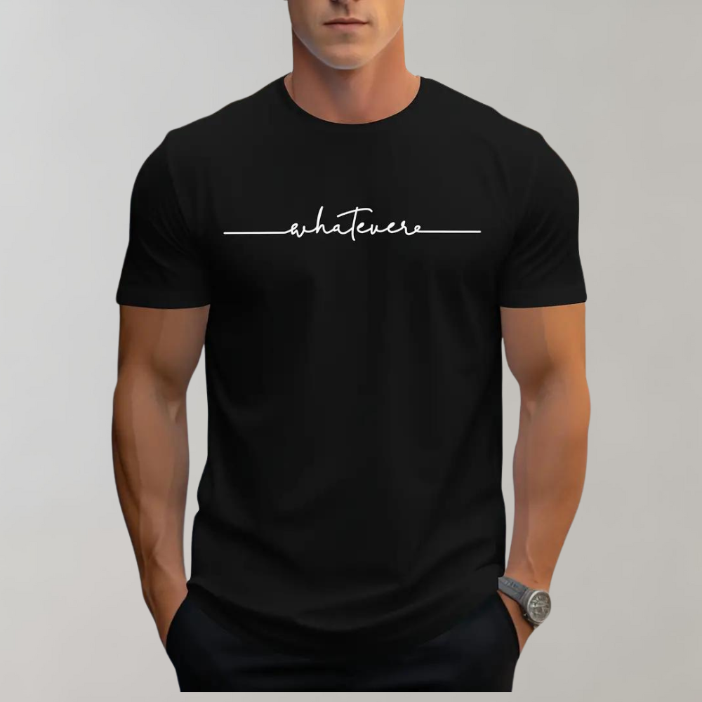 Casual Men's T-shirt with Round Neck and Minimalist Print