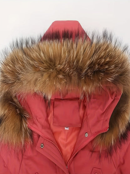Casual Polyester Parka for Girls with Removable Hood - Atasha