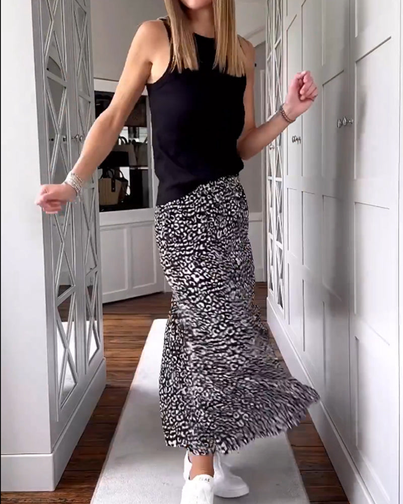Casual Printed Long Skirt