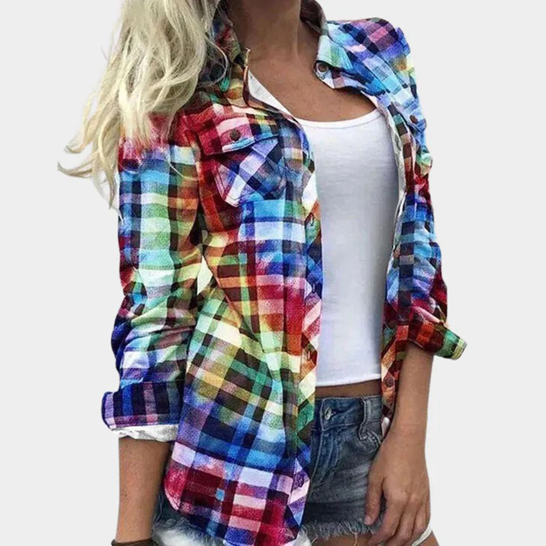 Casual Women's Blouse with Checked Pattern