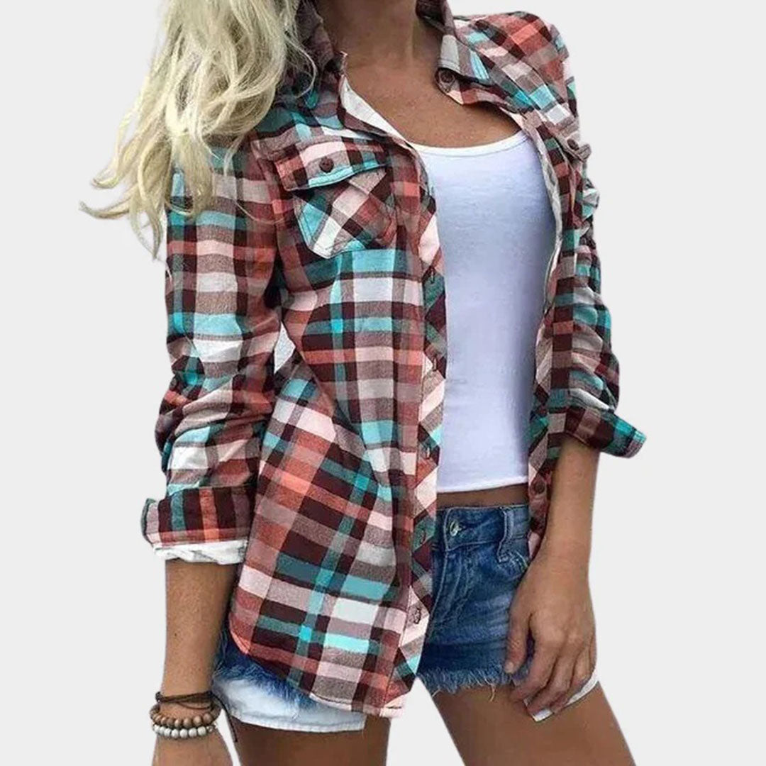 Casual Women's Blouse with Checked Pattern