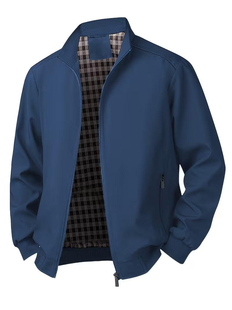Casual bomber jacket with stand-up collar