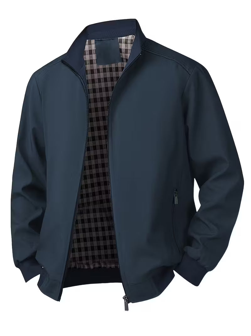 Casual bomber jacket with stand-up collar