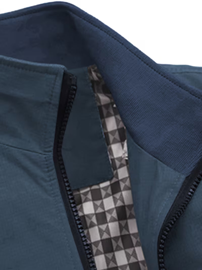 Casual bomber jacket with stand-up collar
