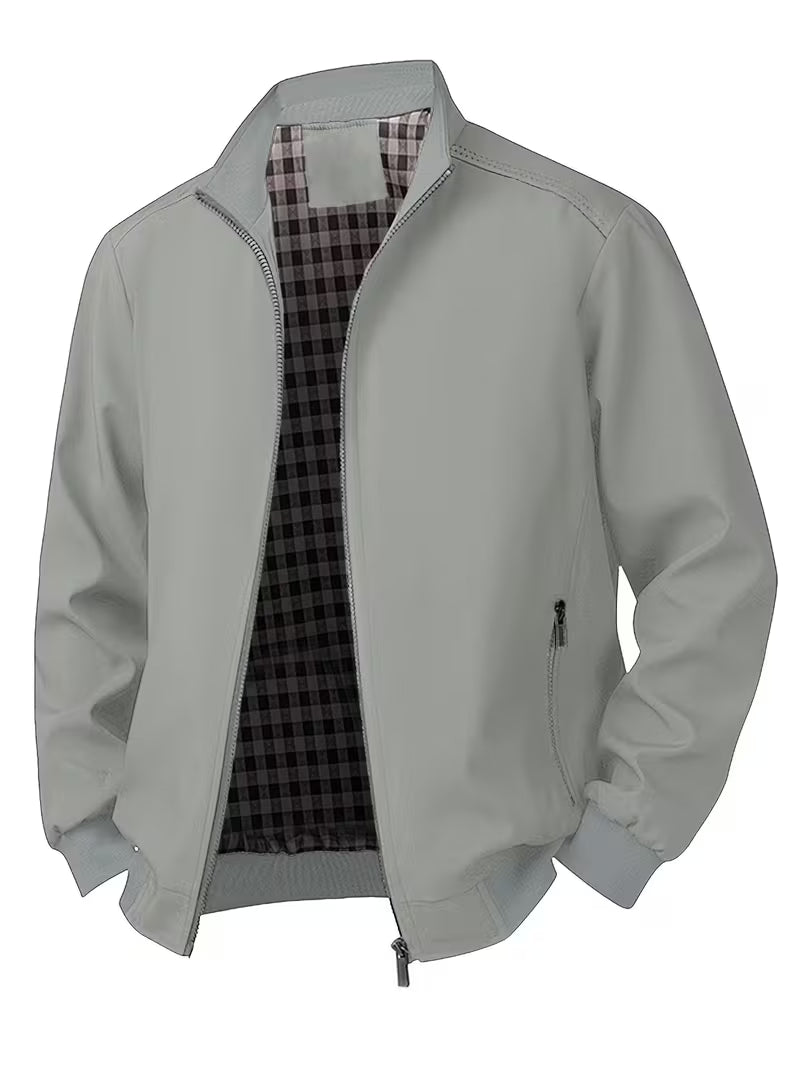 Casual bomber jacket with stand-up collar