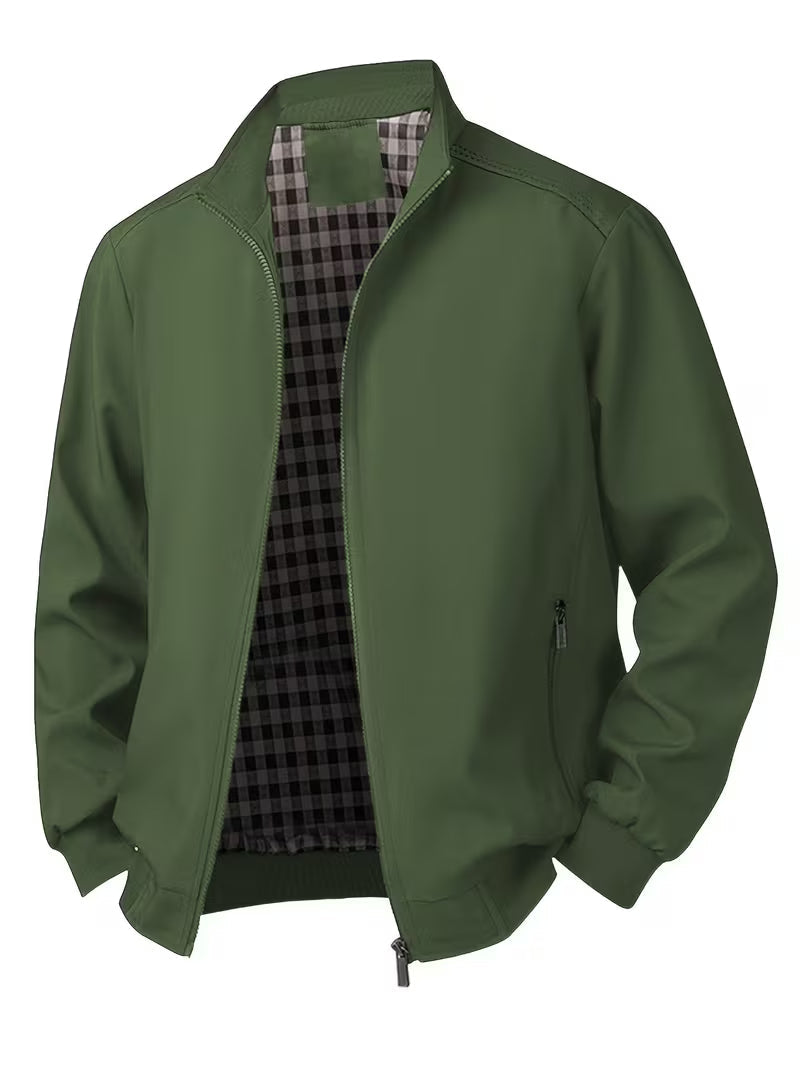 Casual bomber jacket with stand-up collar