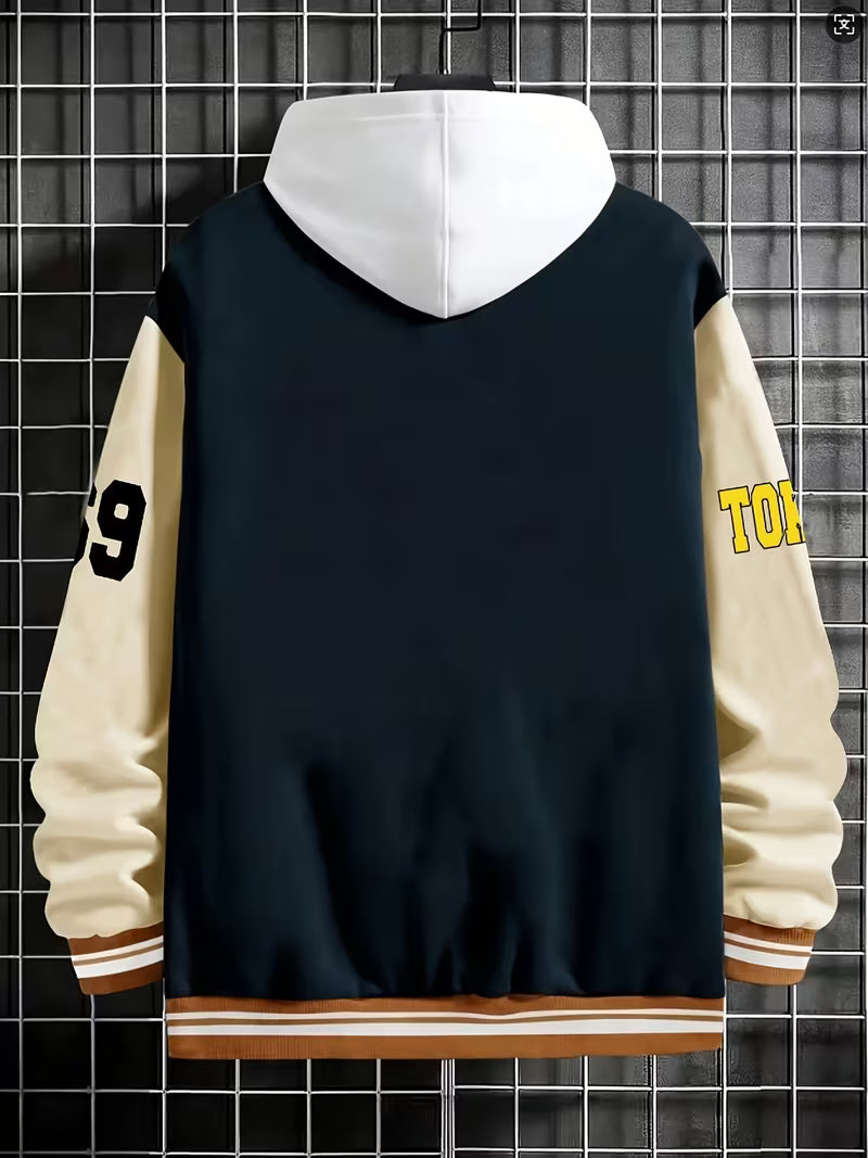 Casual jacket with colour-block design and baseball collar