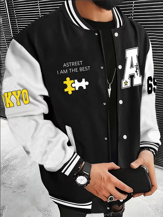 Casual jacket with colour-block design and baseball collar