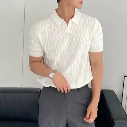 Casual jacquard knitted polo shirt for men - Arthur