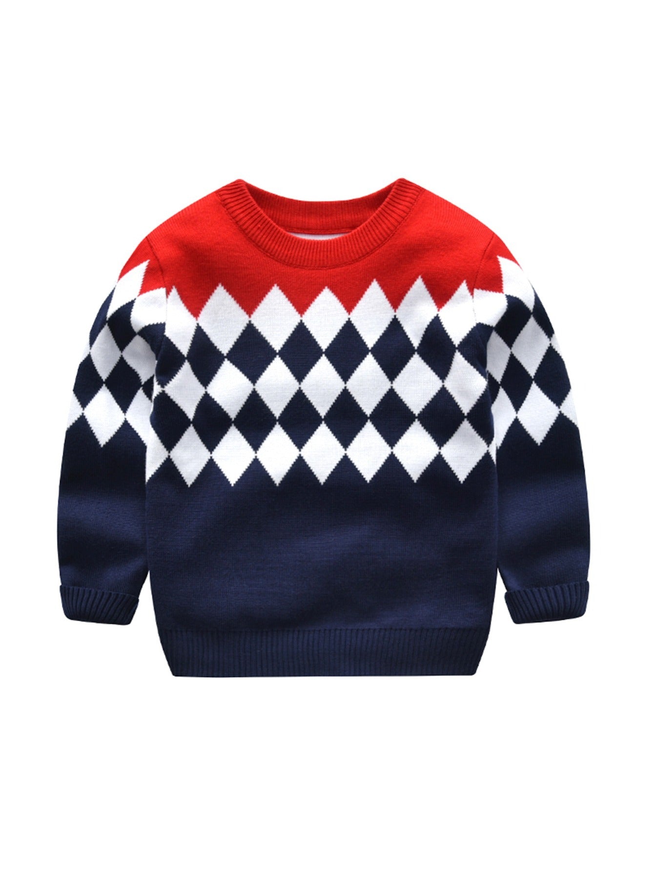 Casual knitted sweater with geometric design for boys - Aciel