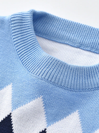 Casual knitted sweater with geometric design for boys - Aciel