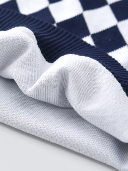 Casual knitted sweater with geometric design for boys - Aciel
