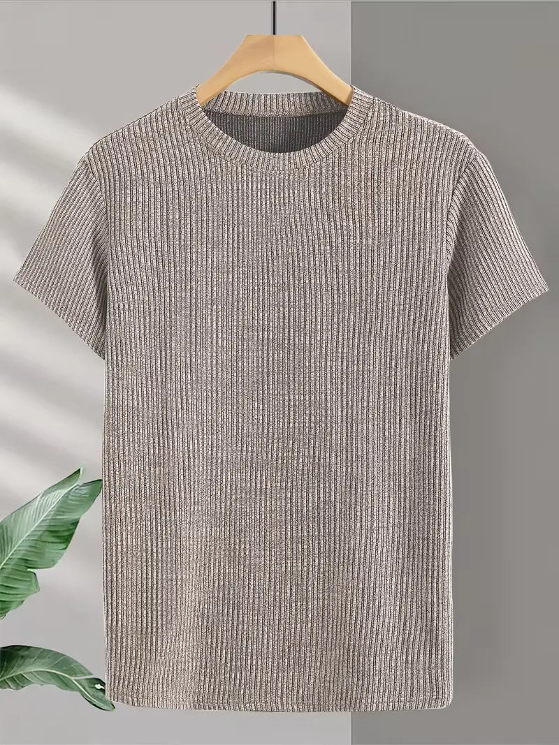 Casual men's T-shirt with jacquard pattern