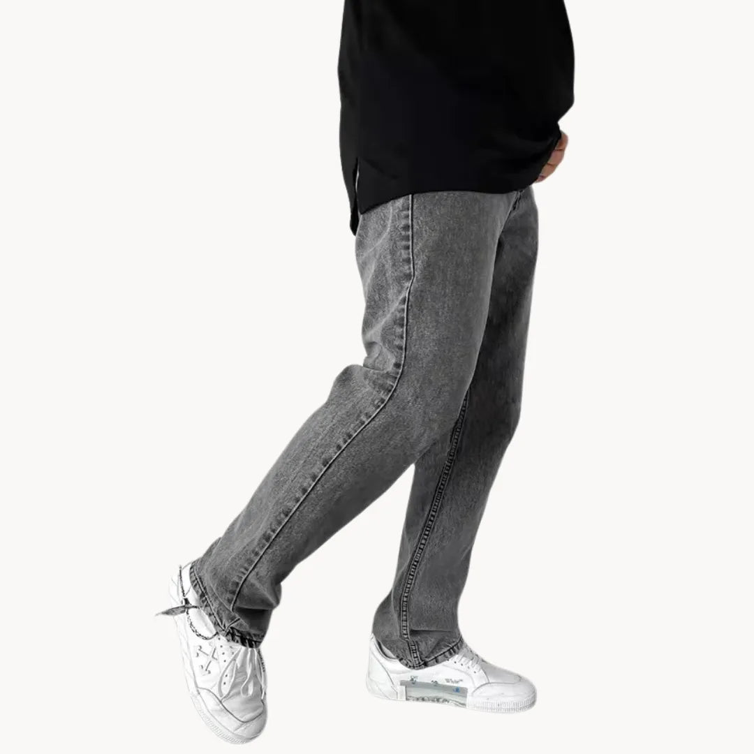 Casual men's jeans with light wash