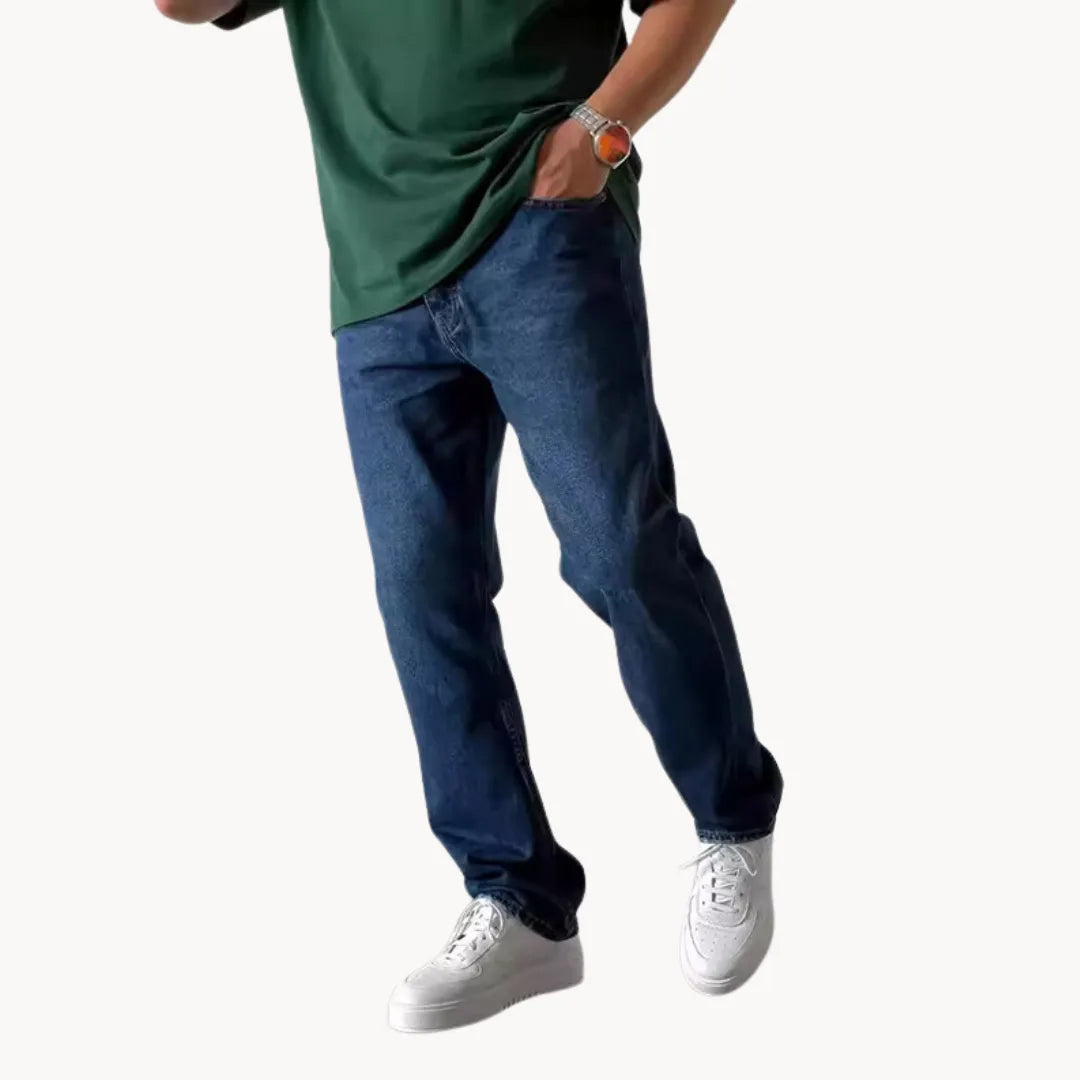 Casual men's jeans with light wash