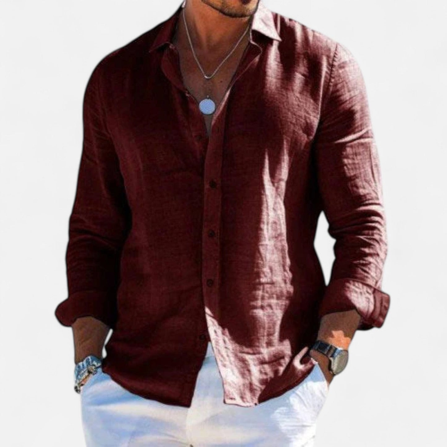 Casual shirt with long sleeves and regular fit