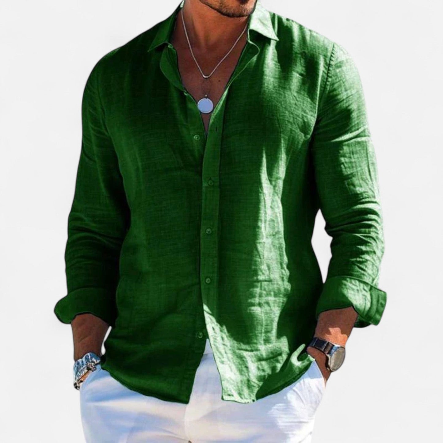 Casual shirt with long sleeves and regular fit