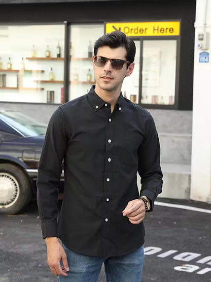 Casual shirt with mandarin collar