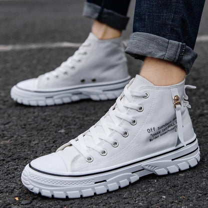 Casual streetwear men's chunky canvas high-top sneakers