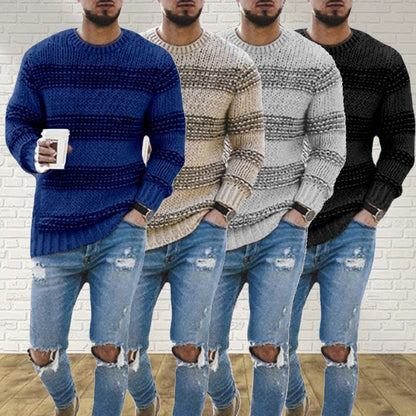 Casual sweater with round neck for men - ideal for spring