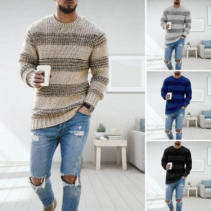 Casual sweater with round neck for men - ideal for spring