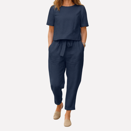 Casual women's long-sleeve top and matching pants set