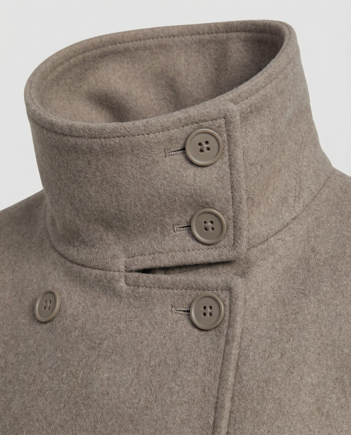 Ladies' Chic Short Coat with High Collar and Double Buttons