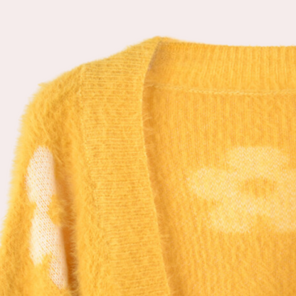 Charming Cozy Women's Sweater with Flowers and Fancy Sleeves