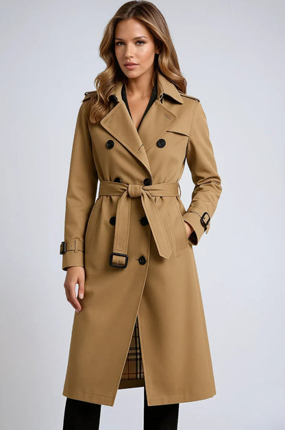 Waterdichte lange trenchcoat met ceintuur voor dames