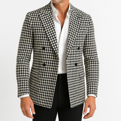 Men's Checked Double-Breasted Blazer
